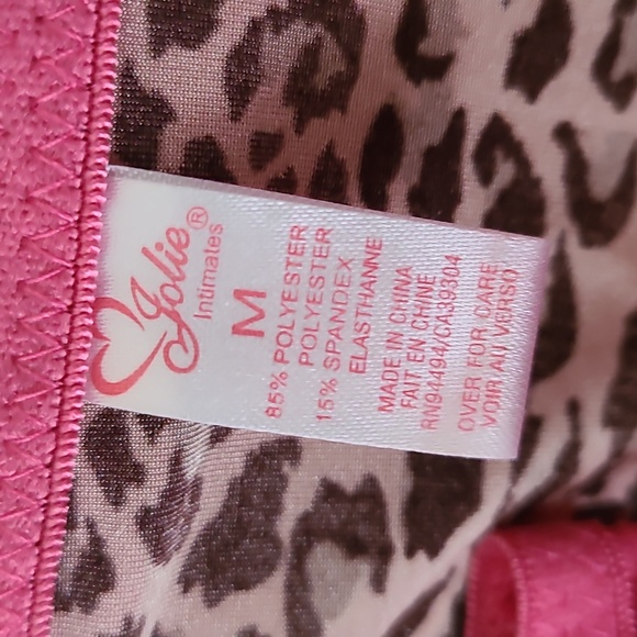 Pink Lace and Leopard Print Bustier & Panty Set M - Picture 2 of 3